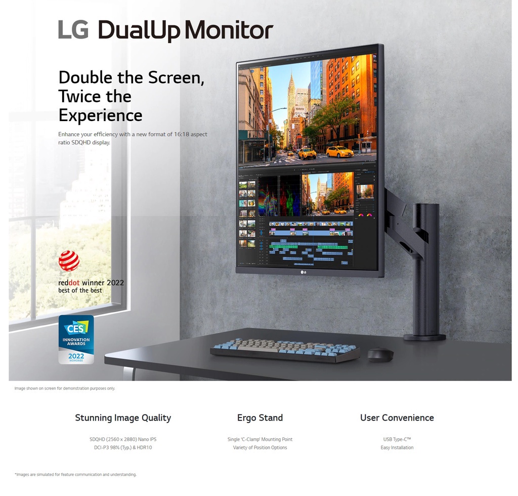 Lg Dual Up Monitor With Ergo Design And Usb Type C Sdqhd Nano