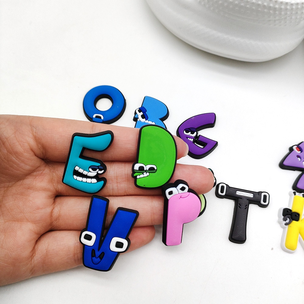 Cartoon Alphabet Lore Jibbits for slippers Letters Jibitz Charm Color ...