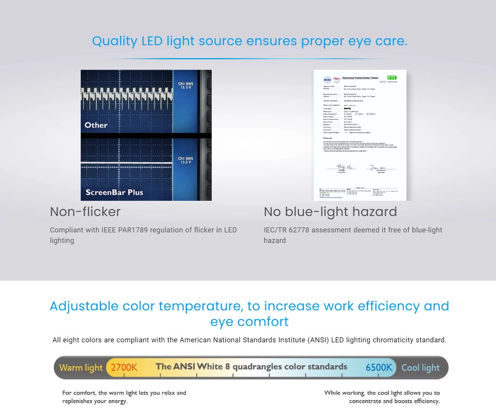 BenQ ScreenBar Plus LED Adjustable Brightness and Color Temperature