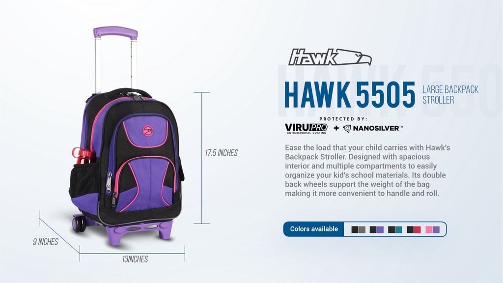 Hawk school hotsell bag with wheels