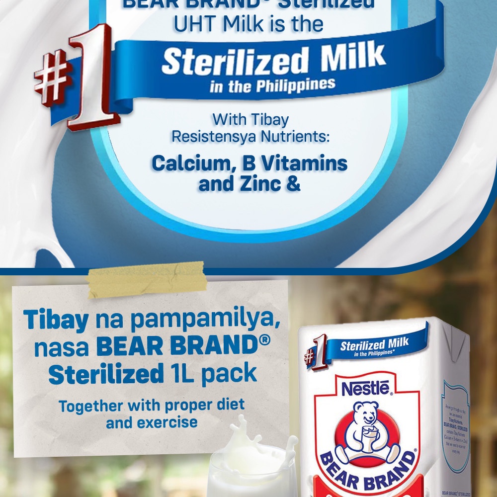 Bear Brand Sterilized UHT Milk 1L | Shopee Philippines