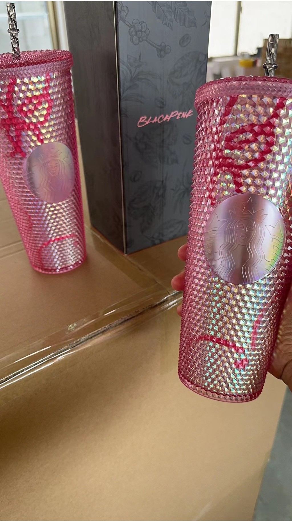 PINKX Starbucks 2023 Doodle Pink Black Tumbler Durian Cup Sippy Cup ...