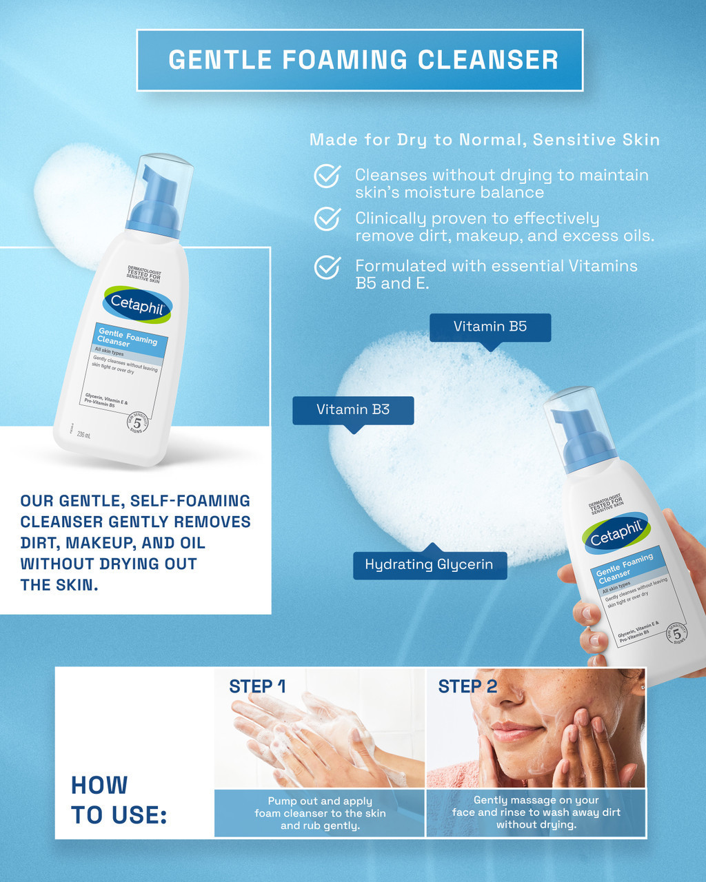 Cetaphil Gentle Foaming Cleanser 236ml [Mild Foaming, Hypoallergenic, for  All skin types] | Shopee Philippines