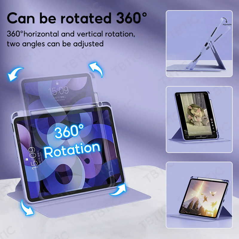 TBTIC 360° Rotation Case For IPad Air 5/4 10.9 Case Pro 11 12.9 A16 ...