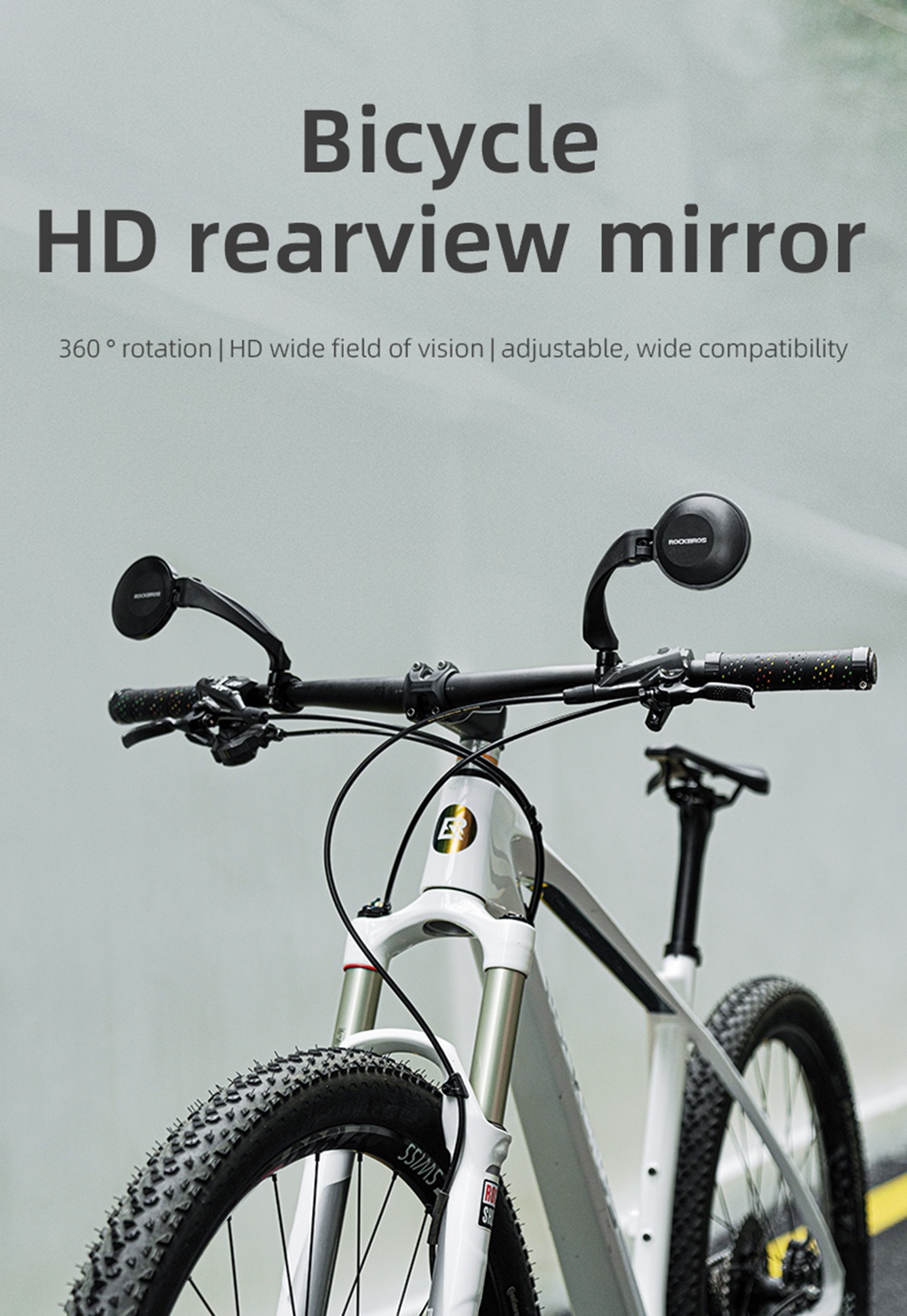ROCKBROS Rear View Mirror for Bicycle Bike Mirror Wide Angle Reflector Adjustable MTB Cycling Mirrors Bike Accessories
