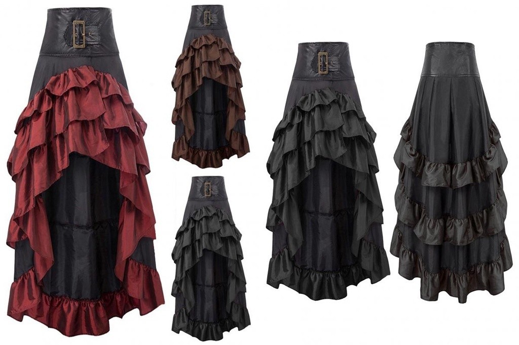 [deepsea] Retro Colorblock Skirt Lightweight Skirt Vintage High Waist ...