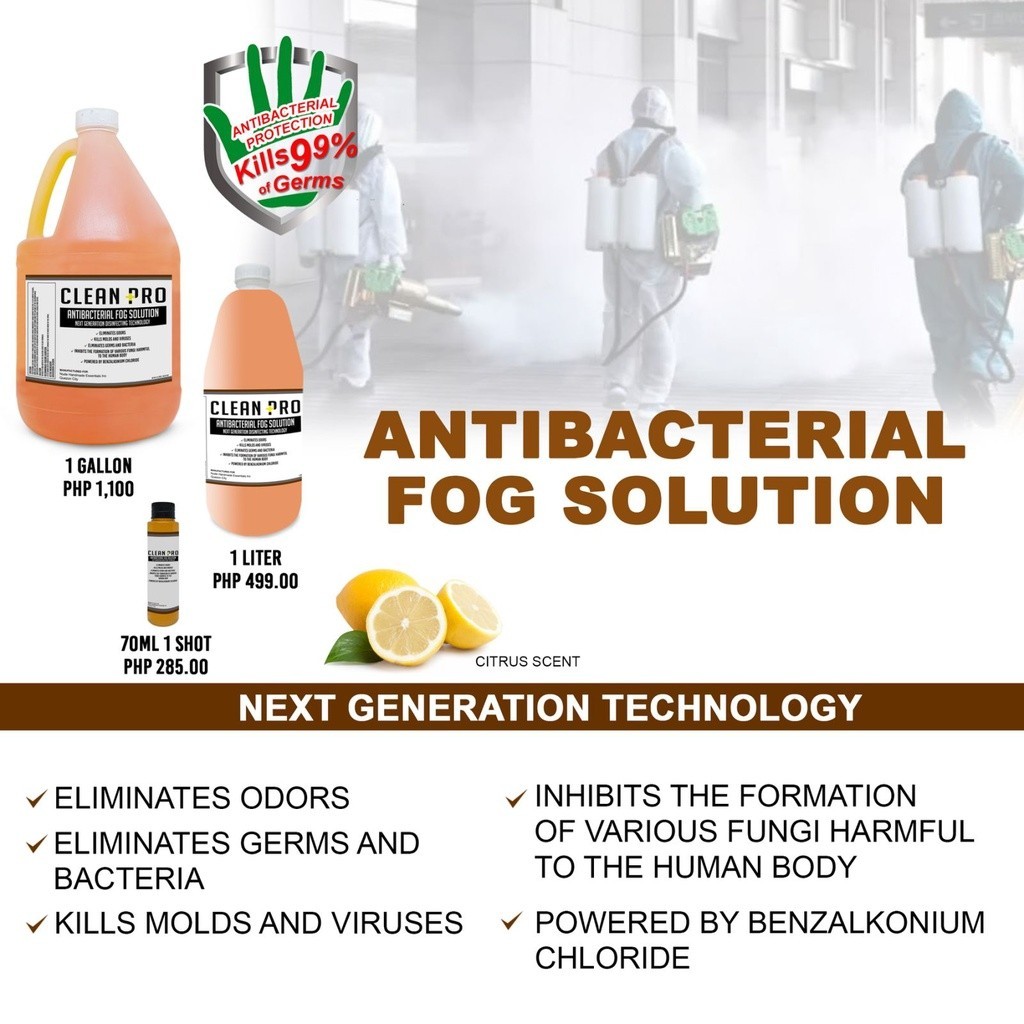 Clean Pro Antibacterial Fog Solution Citrus Scent 1 Gallon | Shopee ...