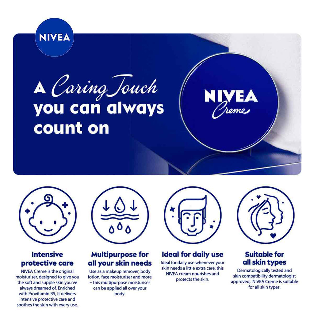 NIVEA Creme Moisturizing Cream for dry skin, multi-purpose moisturizer ...