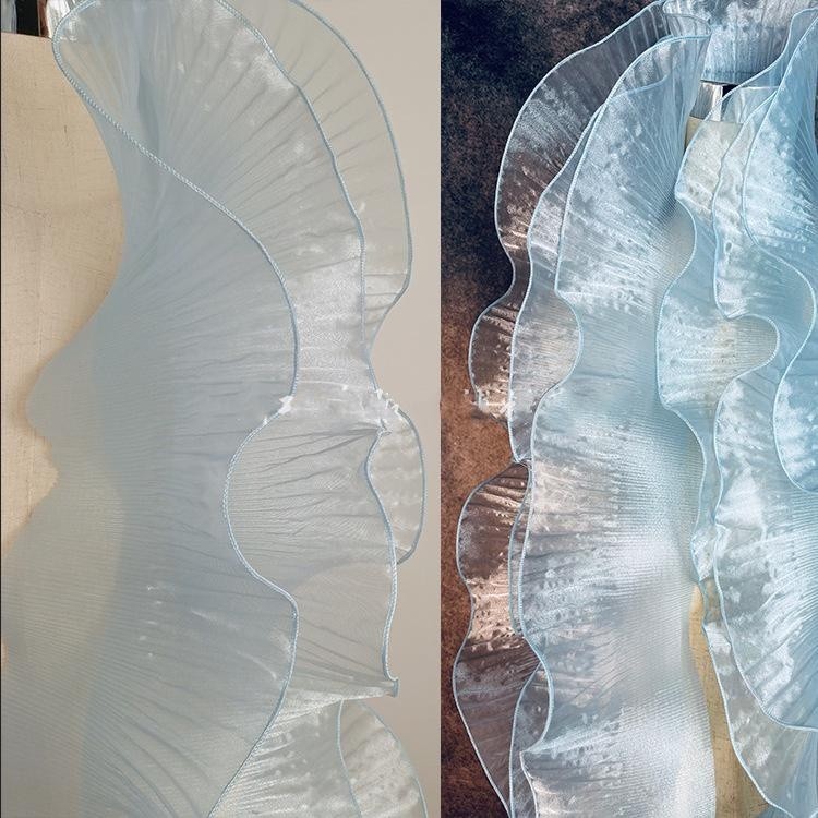 90x13cm Organza Transparent Large Wave Lace Pleated Ruffle Wedding ...