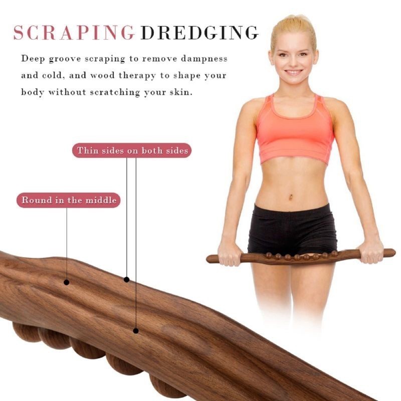 Natural Carbonized Wood Massage Stick Therapy Scraping Guasha Tool Body ...