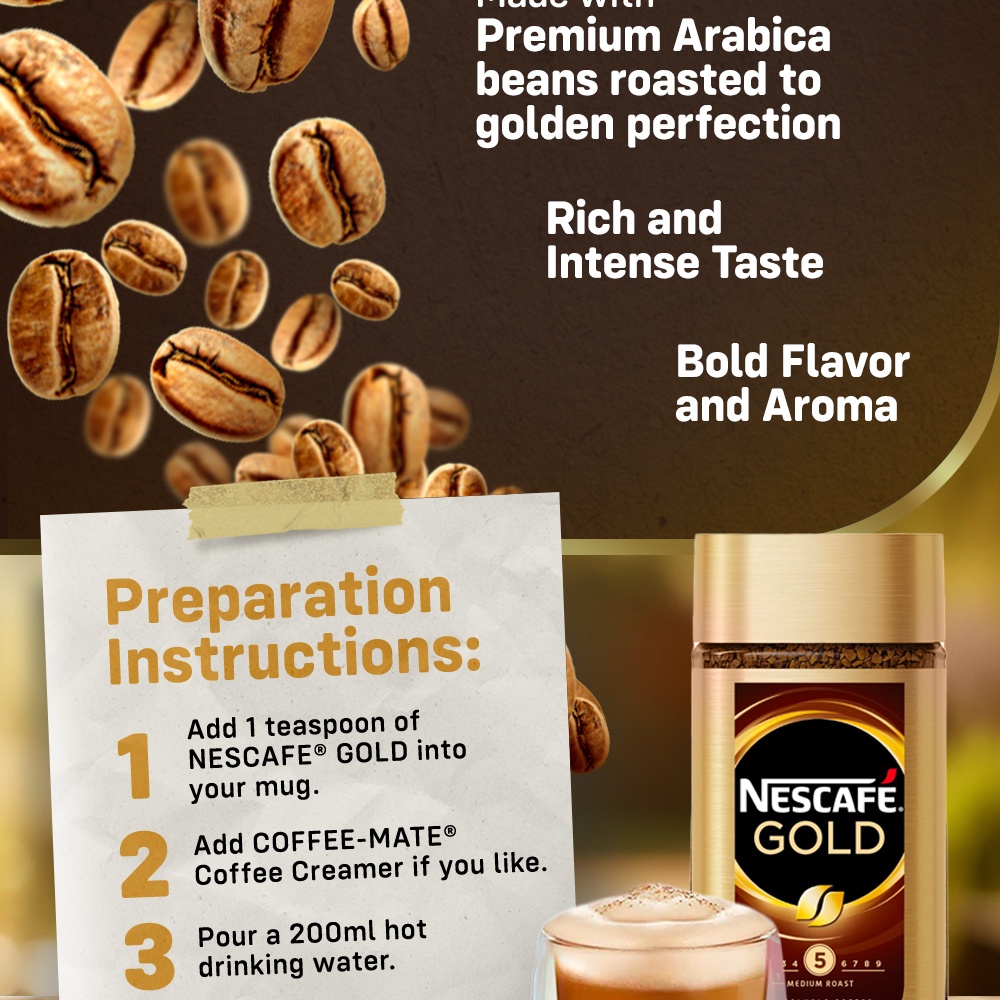 Nescafe Gold Instant Coffee 200g + Coffee Mate Coffee Creamer 400g with ...