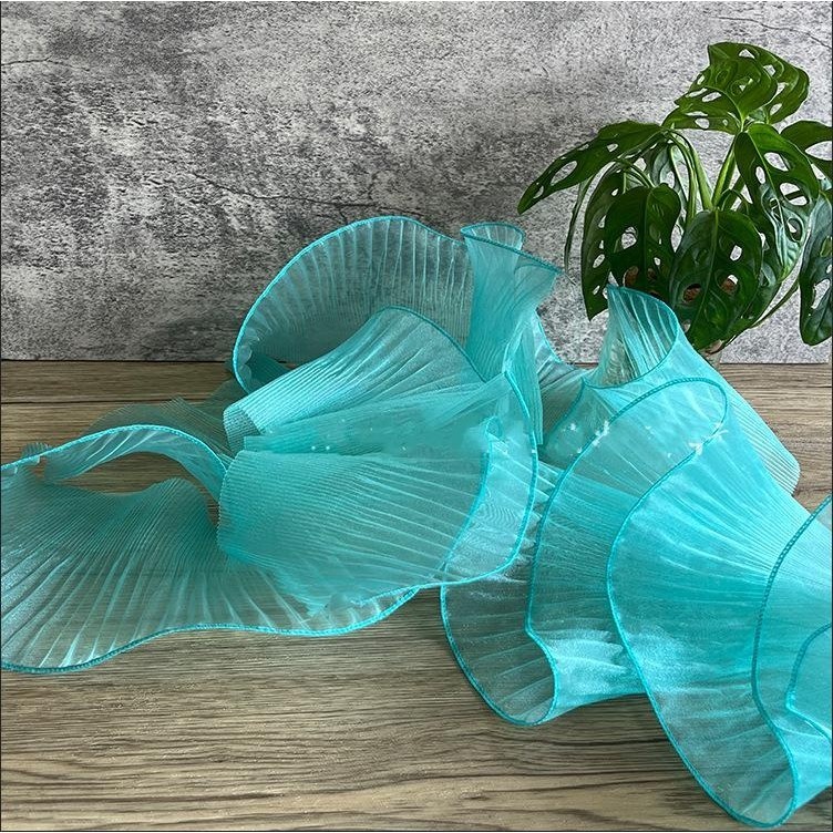 90x13cm Organza Transparent Large Wave Lace Pleated Ruffle Wedding ...