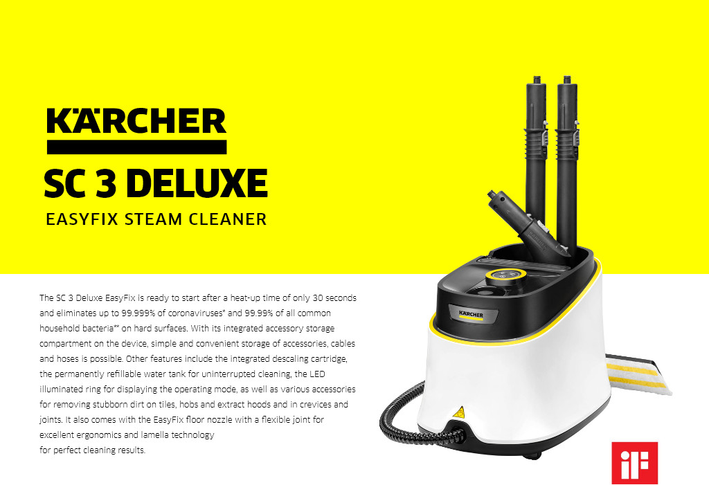 Karcher SC 3 Deluxe Easyfix Steam Mop Kills Virus Bacteria Floor Glass ...