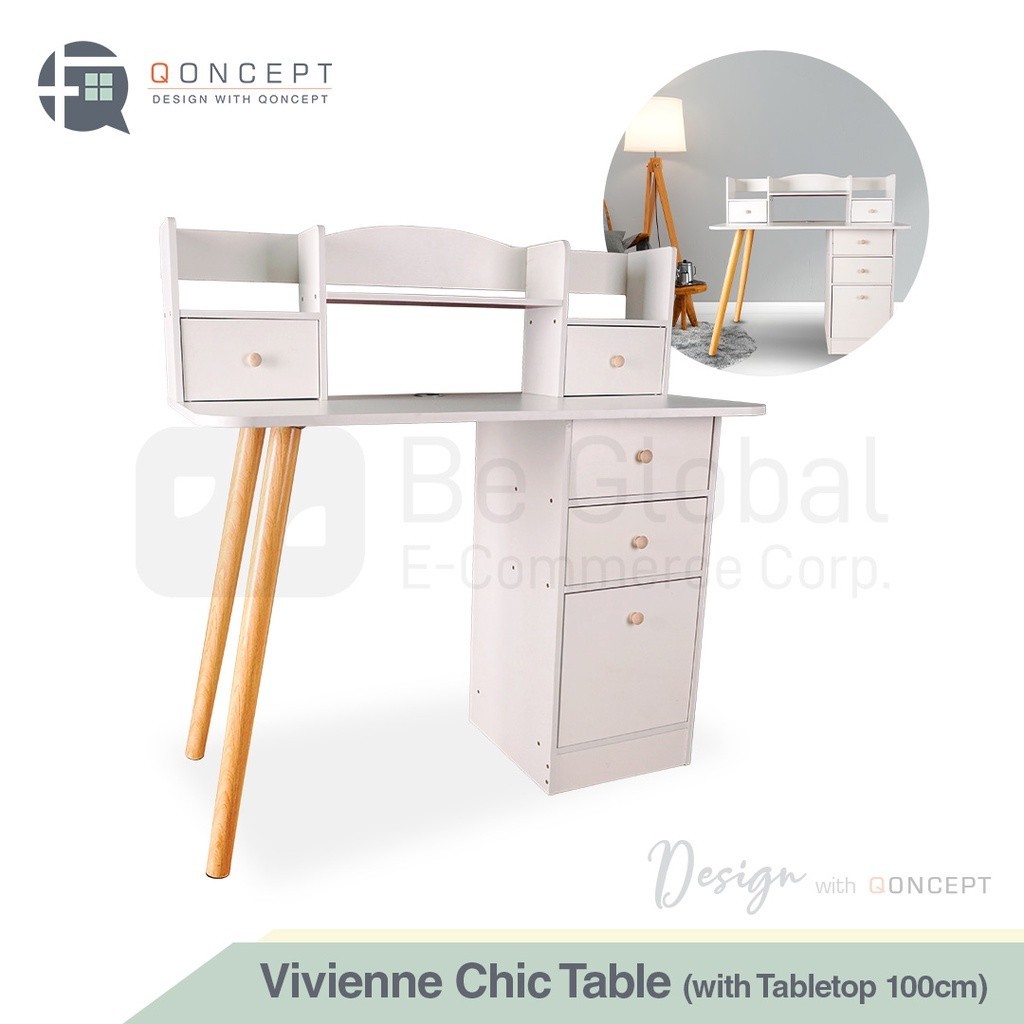 Qoncept Living Vivienne Scandinavian Style Table with Tabletop 100cm ...