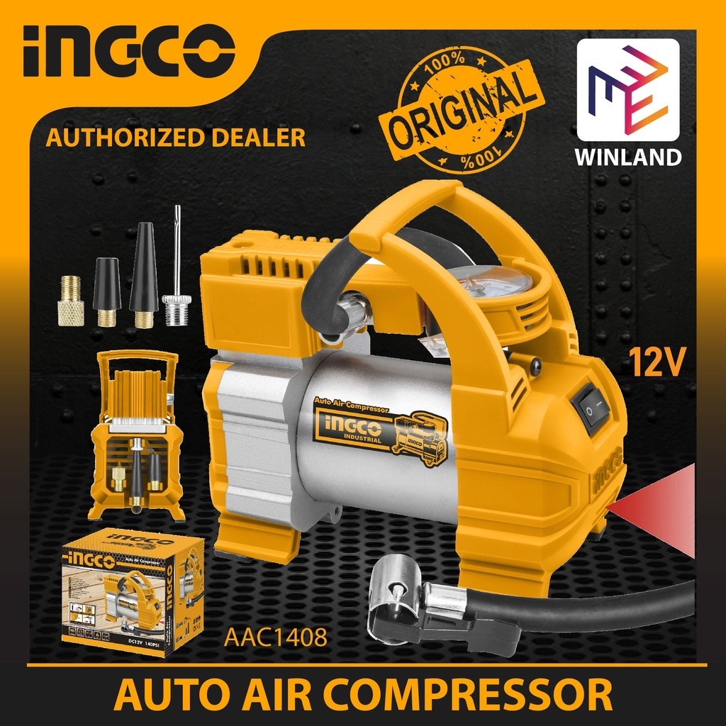 Ingco by Winland Auto Air Compressor Pump Car Tire Inflator DC 12V ...