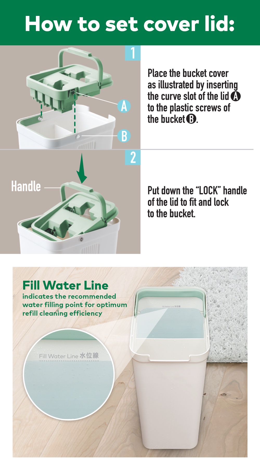 3M™ Scotch Brite™ Hands Free Compact Mop Bucket Asia, Self-Cleaning 1 ...