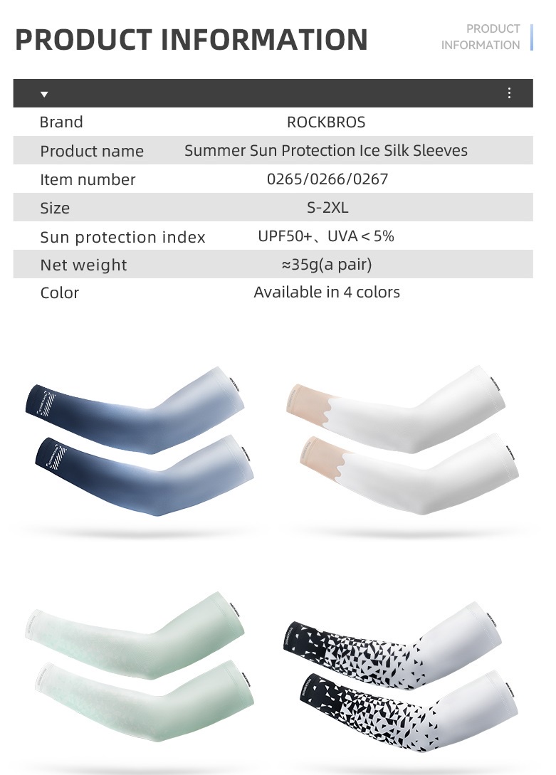 ROCKBROS Ice Silk Arm Sleeve Colorful Cycling UV Protection Sleeves ...