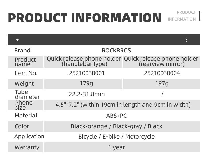 ROCKBROS Bike Phone Holder Motorcycle Shockproof Bicycle Automatic ...
