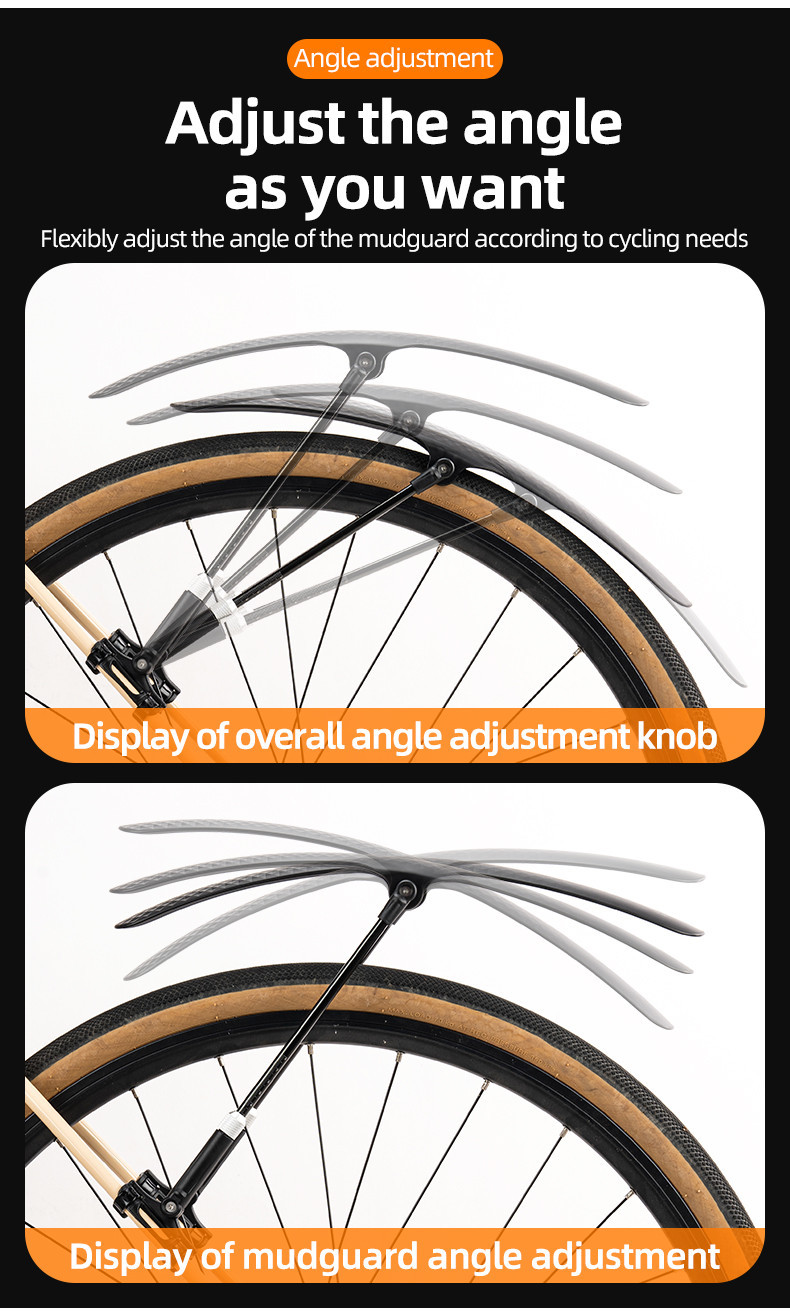 thumbnail interactive-video image 1 of ROCKBROS Quick Release Bike Fenders For 700C Road Bikes - Lightweight Adjustable Mud Guards 1 of 3