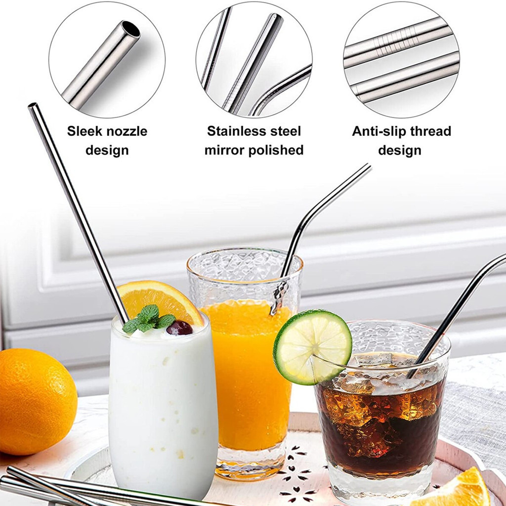 Lifestyle Stainless Steel Straw 3pcs Straight Straw 2pcs Curve Straw ...