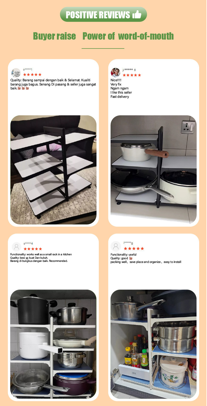 【24H-SHIP】Pan Organizer Pot Rack Kitchen Adjustable Under Sink ...