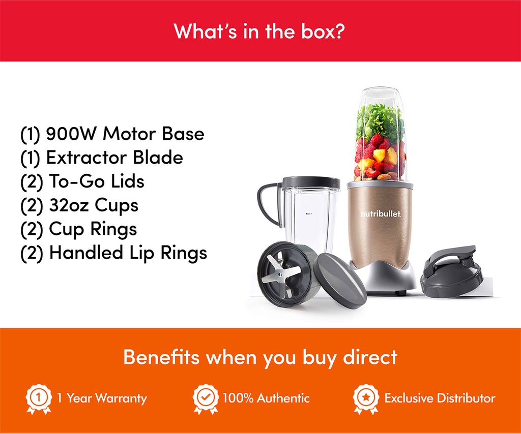 Nutribullet 900 Blender Ice Crushing Nutrition Extractor Safety Lock