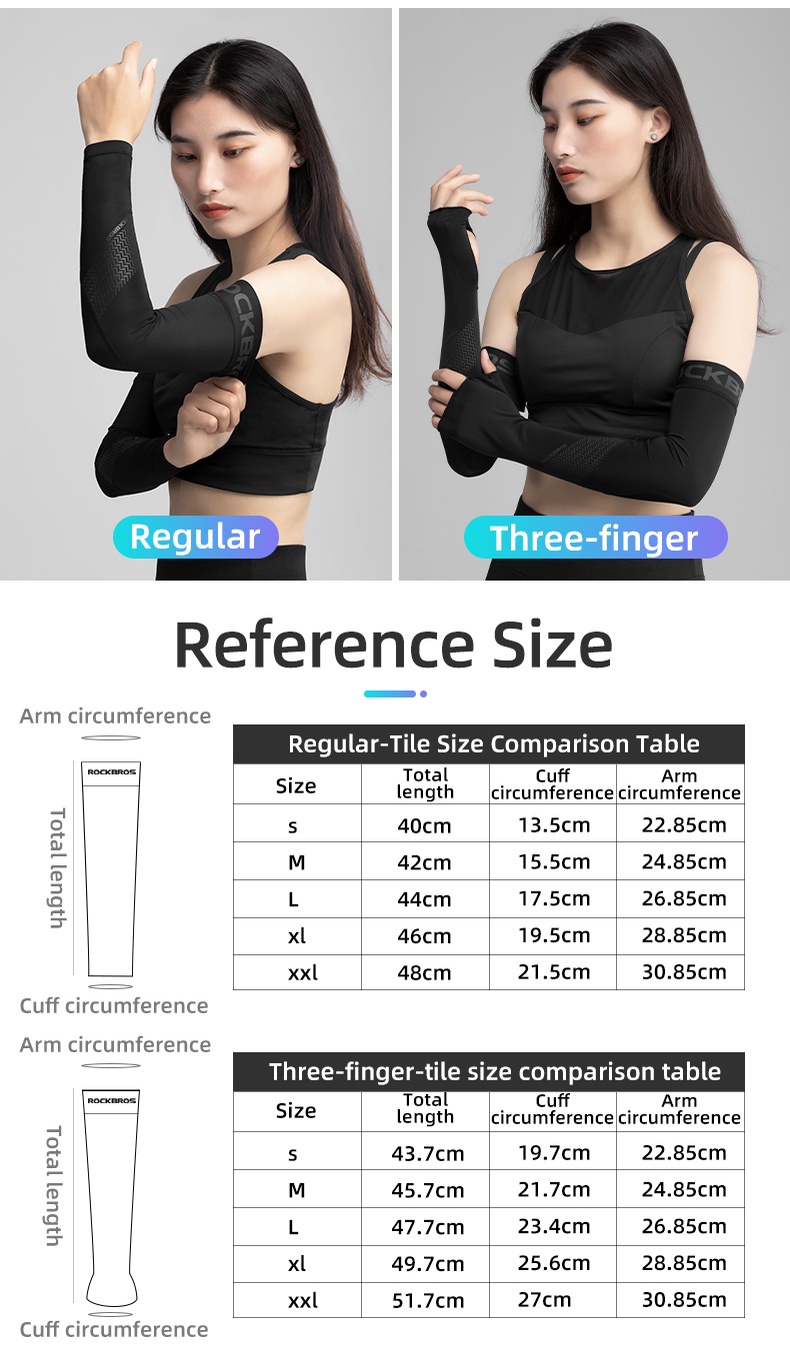 ROCKBROS Ice Silk Sun Protection Arm Sleeves – Black Cooling Oversleeves For Cycling & Sports