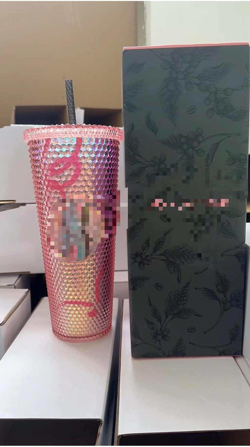 PINKX Starbucks 2023 Doodle Pink Black Tumbler Durian Cup Sippy Cup ...