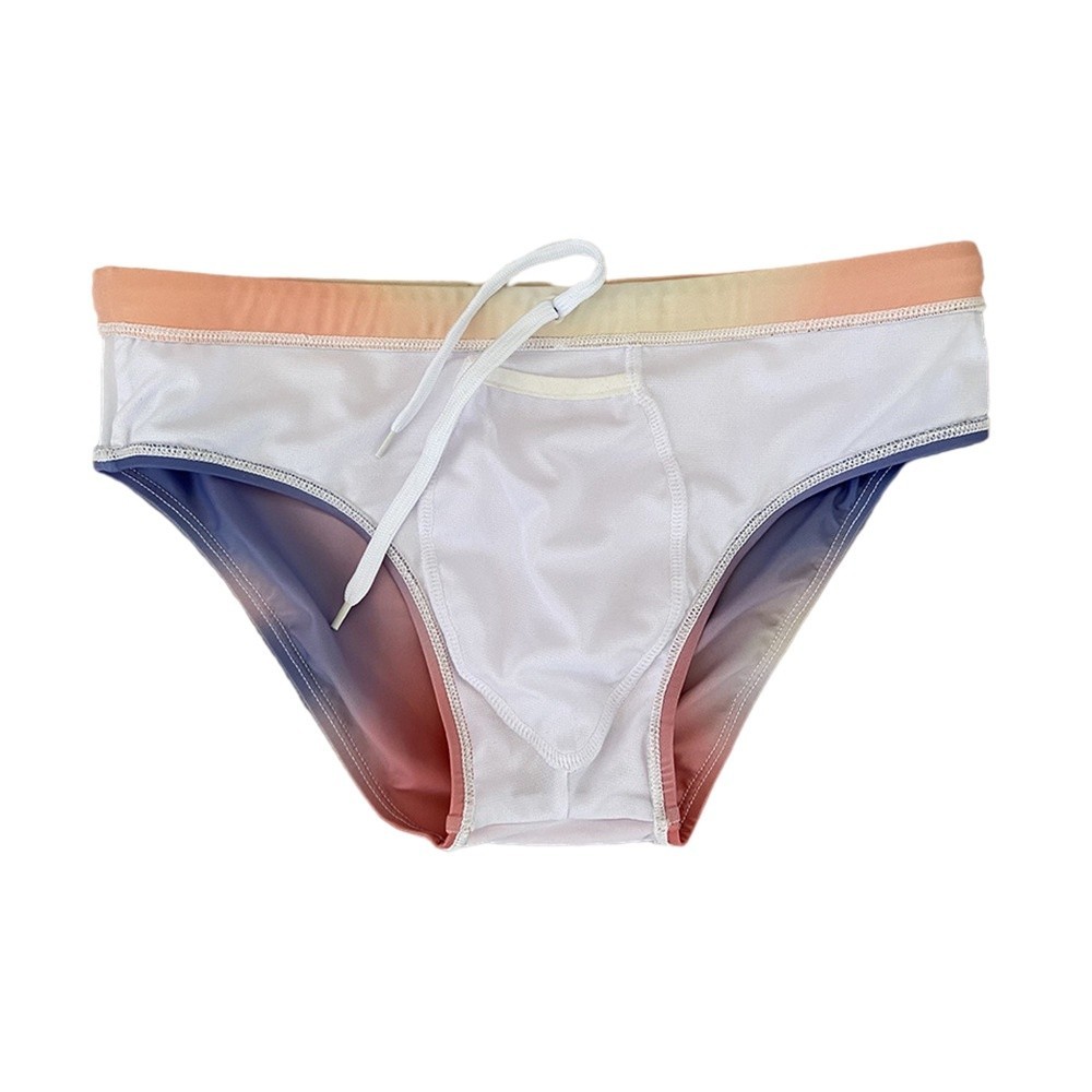Triangular Men's Swimming Trunks Gradient Color Low Waist Swimsuit ...