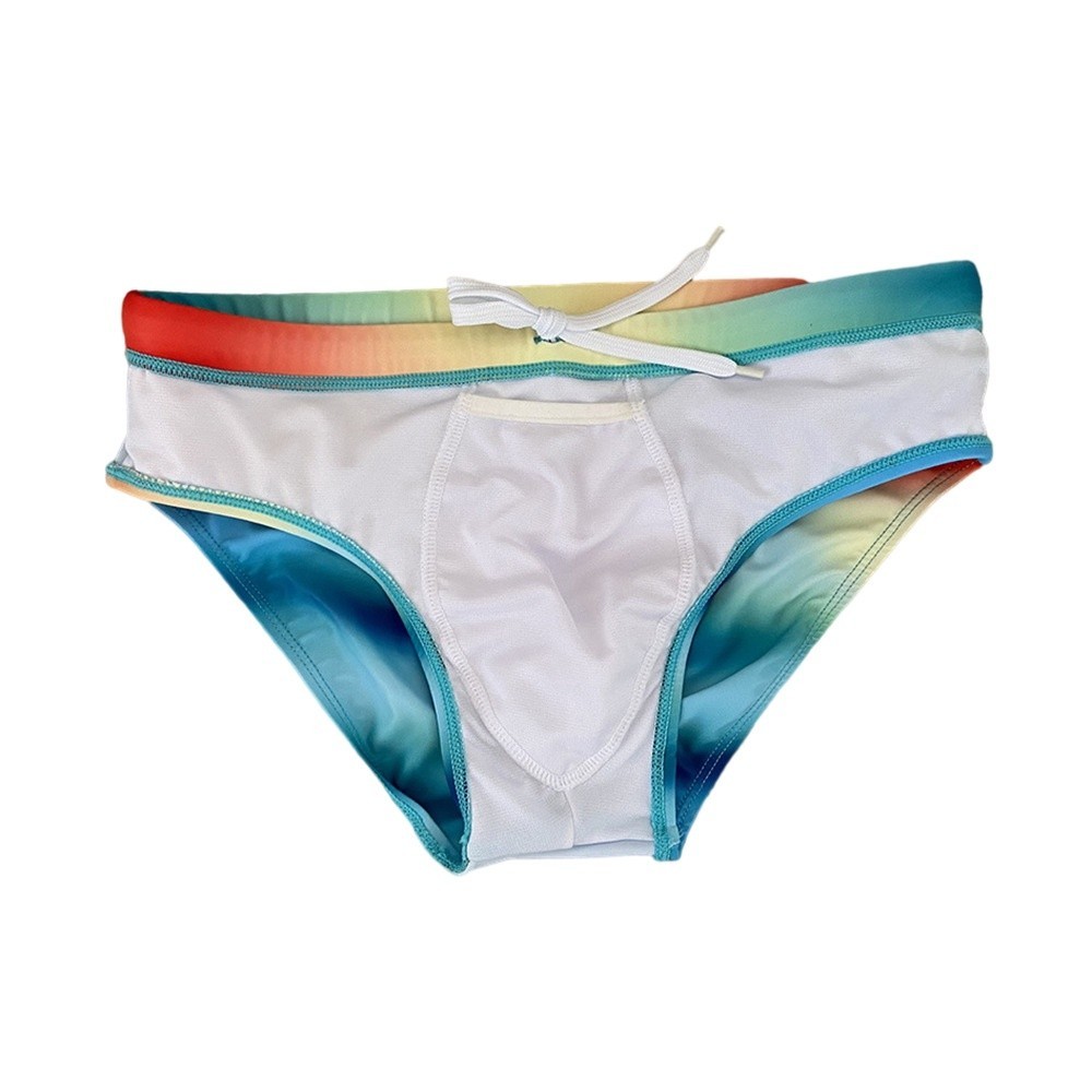 Triangular Men's Swimming Trunks Gradient Color Low Waist Swimsuit ...