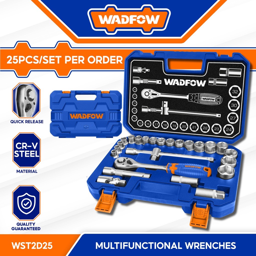 Wadfow WST2D25 Socket Set Multifunctional Wrenches 25Pcs 1/2 Inches ...