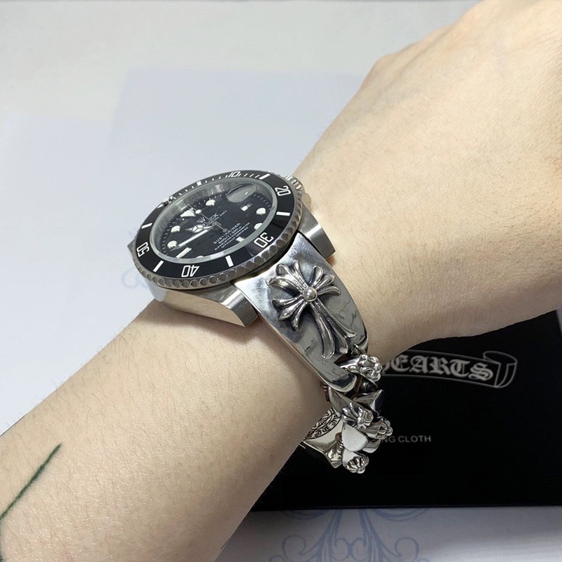 Watch Chain/Retro Classic Wide Watch Chain/Long Cross Pattern Style INS ...