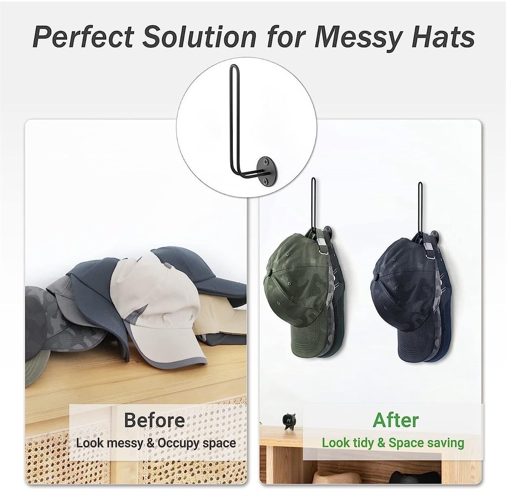 Baseball Cap Storage Rack Metal L-Shaped Iron Wire Rack Wall-Mounted ...