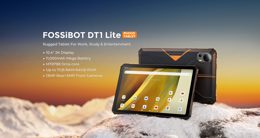OUKITEL Fossibot DT1 Lite Rugged Tablet 10.4'' 2K-Large Screen 7GB RAM ...