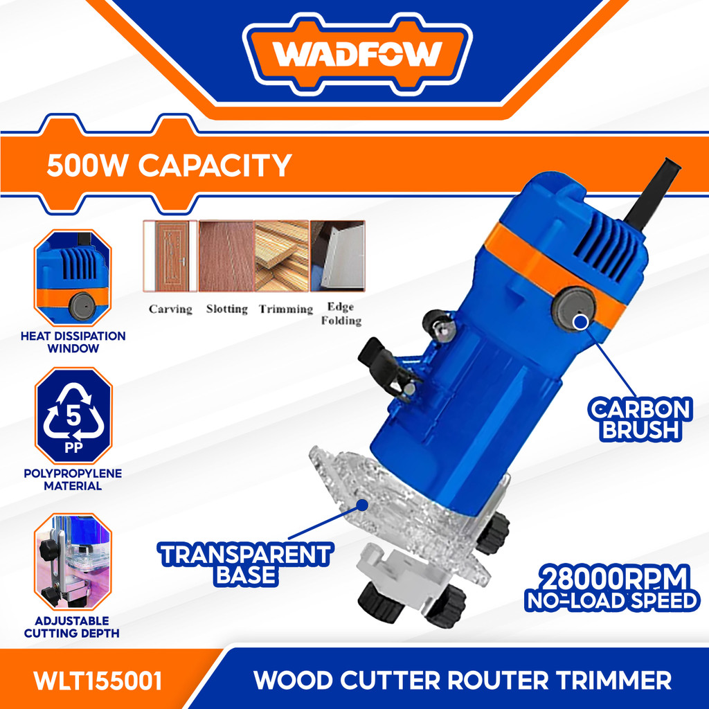 Wadfow Laminate Palm Wood Cutter Router Trimmer 500watts WLT155001 (WPT ...