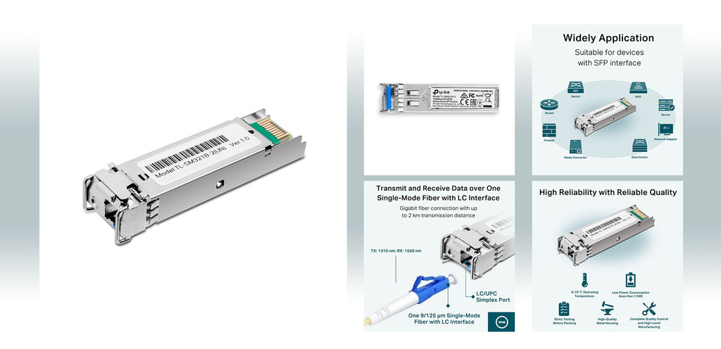 TP-Link Tl-Sm321B-2 Gigabit Single-Mode Wdm Bi-Directional Sfp Module ...