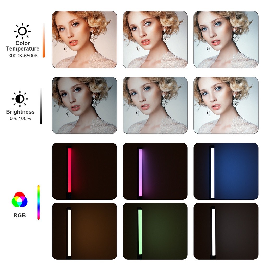 [COD]20W Handheld RGB Colorful Light Wand LED Photography Light Bi ...