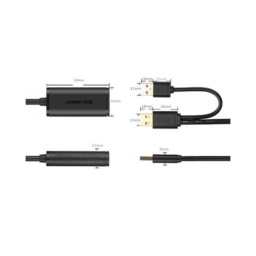UGREEN 10 Meters USB 2.0 Type A Female to Male Active Extension Cable ...