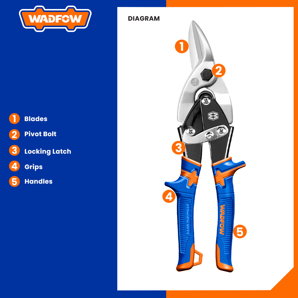 Wadfow 10 Inches/250 mm Aviation Snip Right Metal Sheet Cutter | Shopee ...