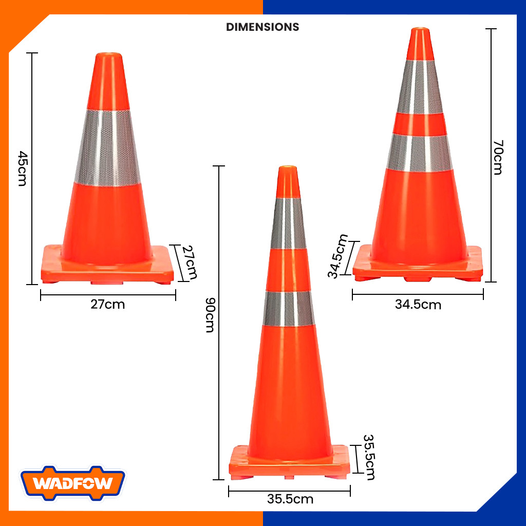 Wadfow Reflective Collars PVC Traffic Cone with Durable Road Safety ...