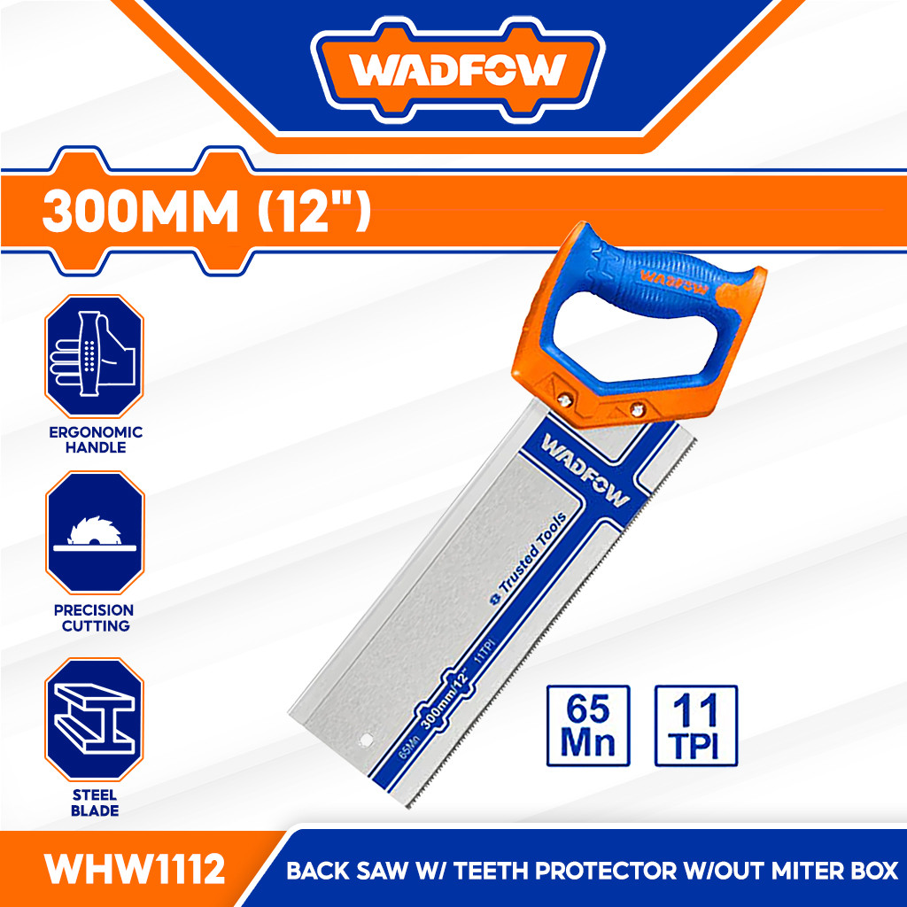Wadfow Back Saw 11TPI with Teeth Protector w/out miter box 12inch ...