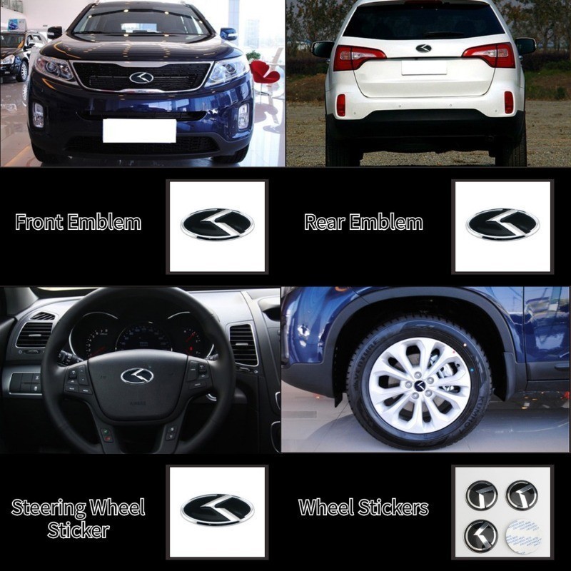 Car Front Grille Emblem Badge Rear Trunk Sticker Auto 3D Steering Wheel ...