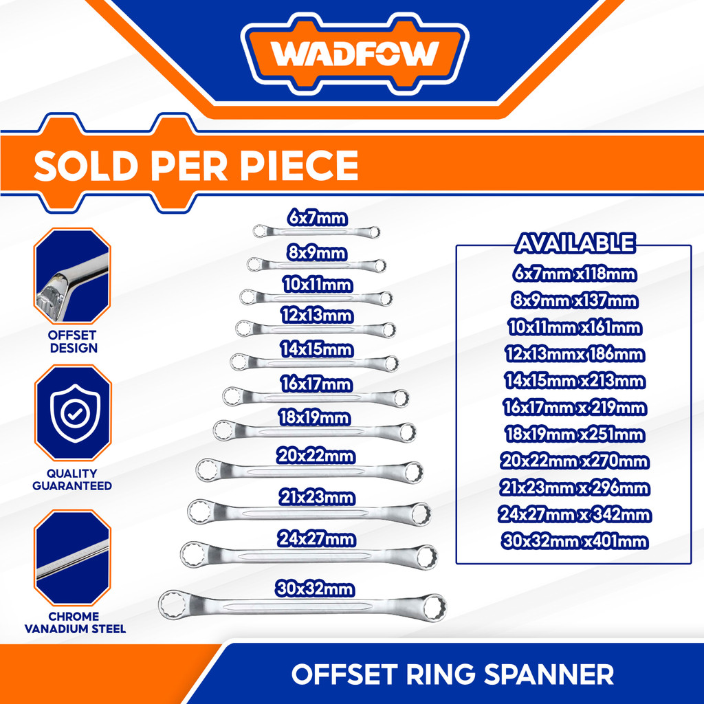 Wadfow Offset Ring Spanner / Box Wrench Chrome Vanadium Steel (WHT ...