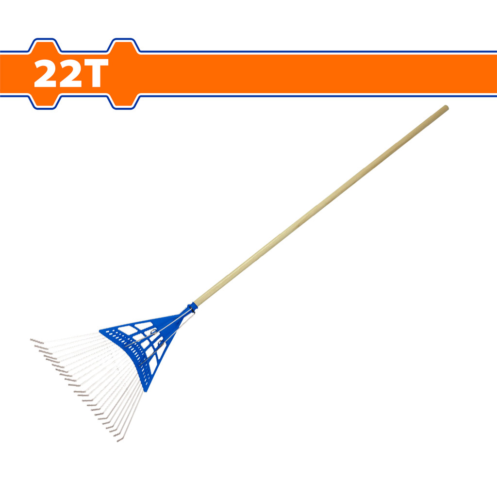Wadfow 1200mm (22Teeth) Wooden Handle Poly Steel Leaf Rake | Raking ...