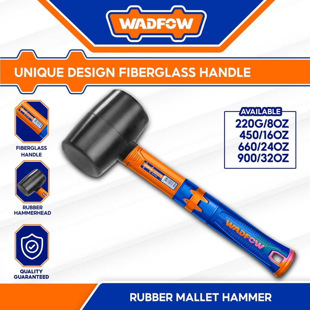 Wadfow Rubber Mallet Hammer With Fiberglass Handle Soft Maso Martilyo ...