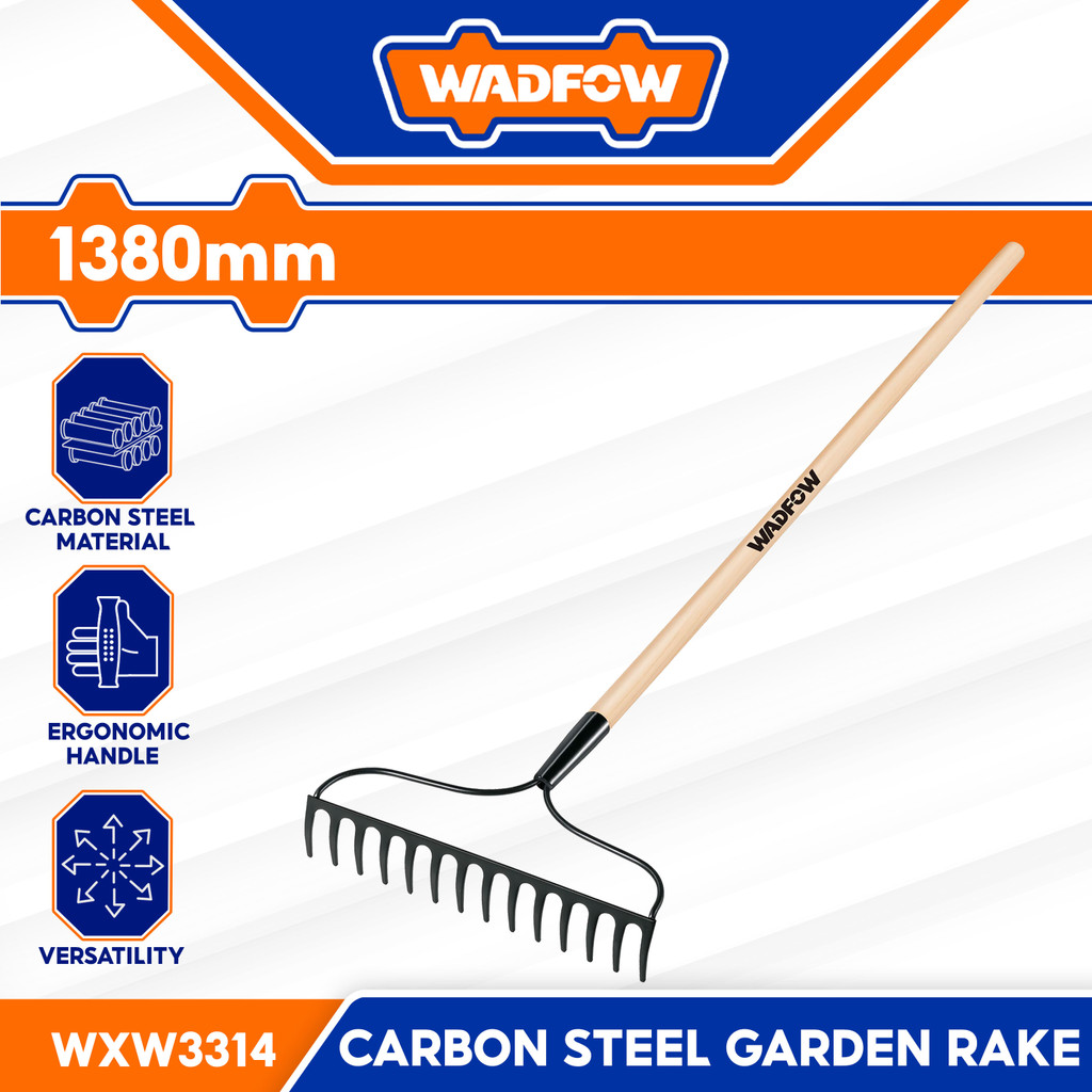 Wadfow WXW1314 | WXW3314 Carbon Steel Garden Rake 14 Teeth / Length ...