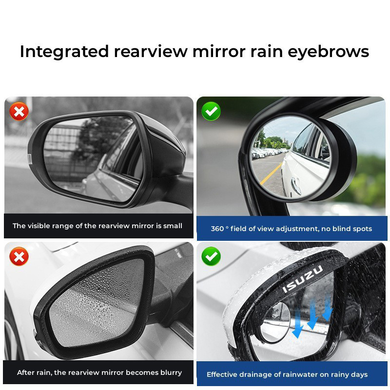 ISUZU Car Rear View Mirror Rain Eyebrow Visor With Blind Spot Rearview ...