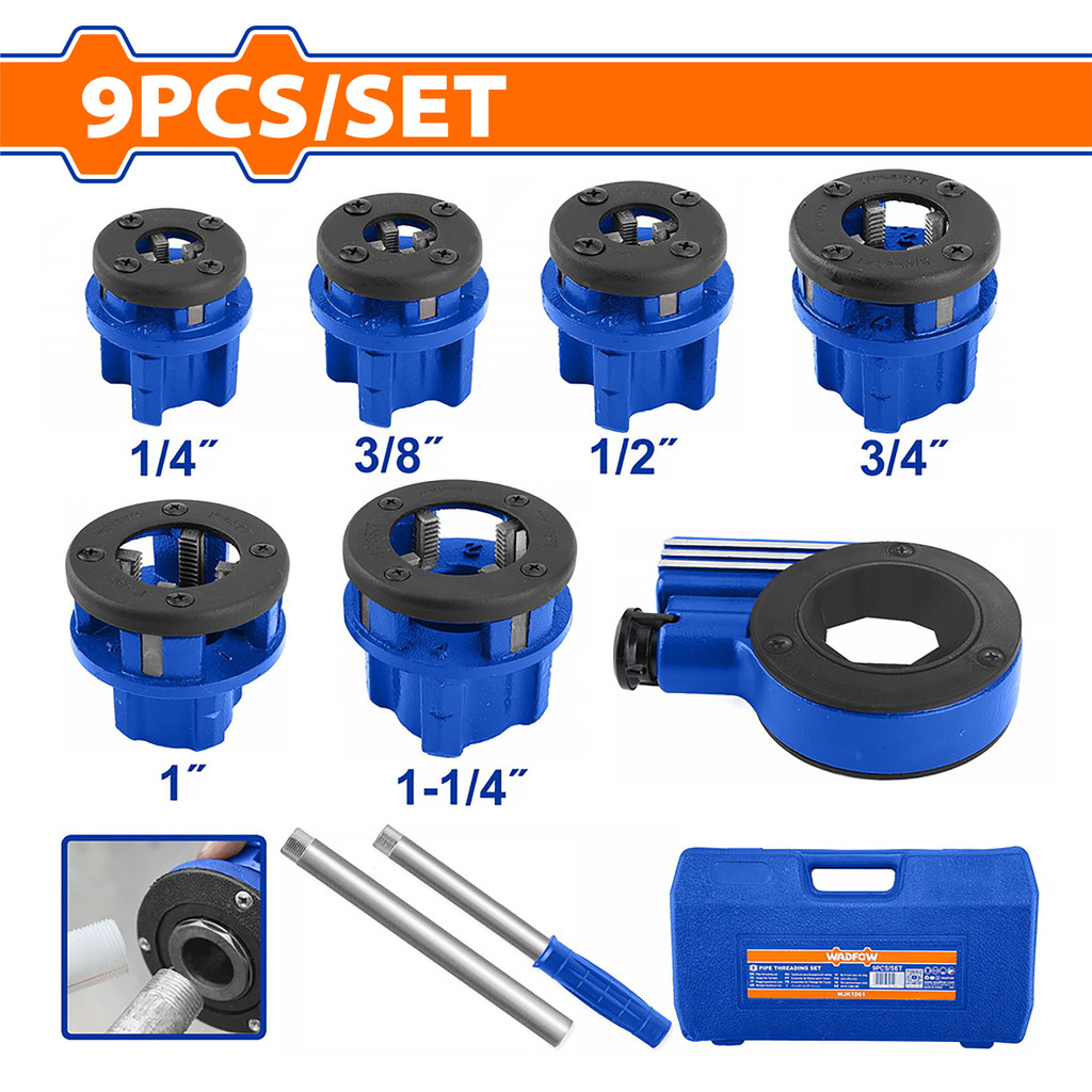 Wadfow Set of 9 Pieces Pipe Threading BSPT Manual Ratchet Tools WJK1D61 ...
