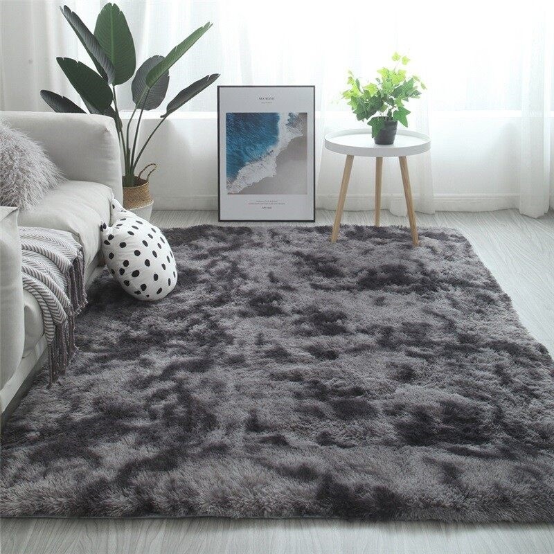 Carpet for Bedroom/Livingroom Gradient Tie-dyed Fur Carpet Fluffy Rugs ...