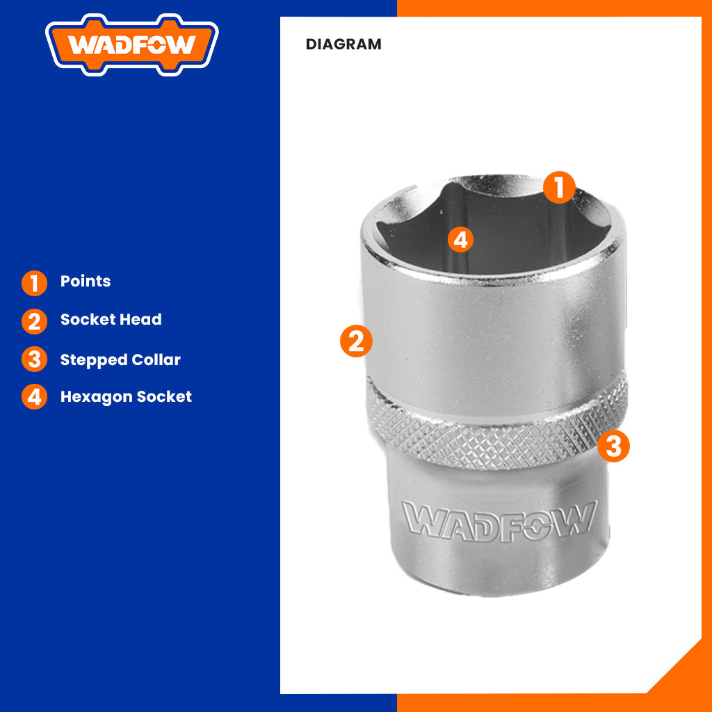 Wadfow Hexagonal Socket Cr-V Quality Chromed Plated Material 1/2 Inch ...